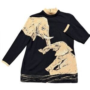 Vtg St. John Knit Elephant Sweater Womens S Marie Gray Santana Knit Intarsia